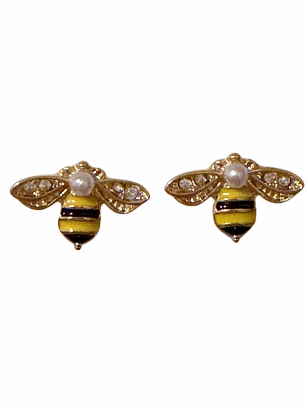 Hand Crafted Gold and Yellow Bee Stud Earrings
